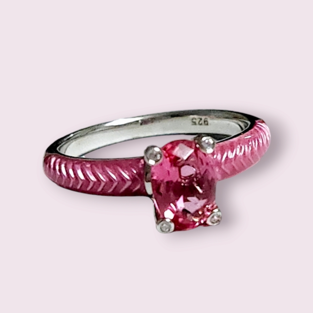 1.25 ct Pink topaz silver ring New